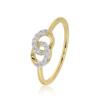 Looped 9KT Yellow Gold Diamond Ring