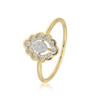 Delicate Floral 9KT Yellow Gold Diamond Ring
