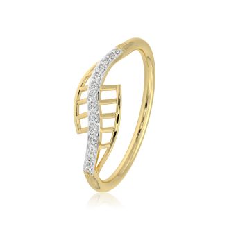 Modern Swirl 9KT Yellow Gold Diamond Ring