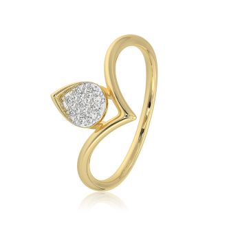 Graceful 9KT Yellow Gold Diamond V Ring