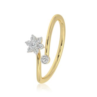 Charming Floral 9KT Yellow Gold Diamond Ring