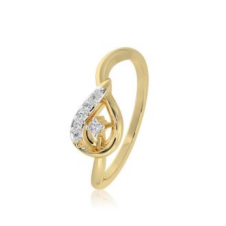 Delicate Leaf 9KT Yellow Gold Diamond Ring