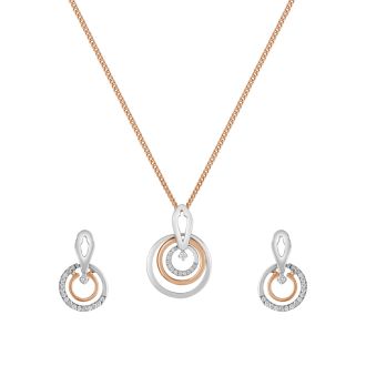 Dual Toned Geometric Platinum Diamond Pendant Set