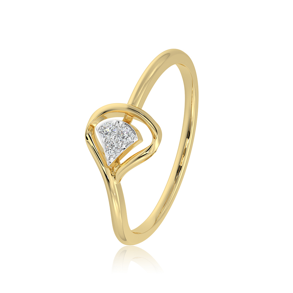 Elegant Square 9Kt Yellow Gold Diamond Ring